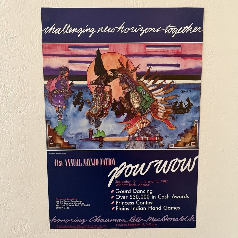 Signed Larry Benally 41st Annual Navajo Nation Ad Poster Print Arizona 1987